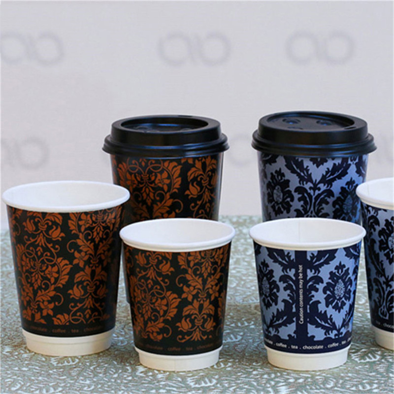 Patented double wall paper coffee cup with lid and sleeve