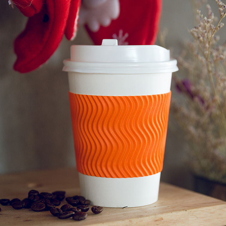 Eco Friendly Disposable Ripple Wall Paper Cups For Coffee