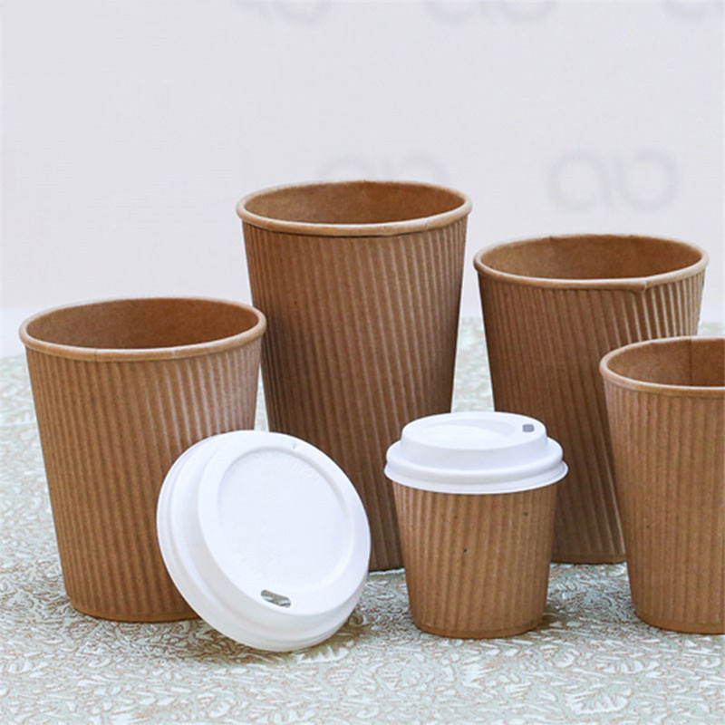 8oz Disposable Custom Company Logo Printed Hot Drinking Ripple Wall Paper Cup