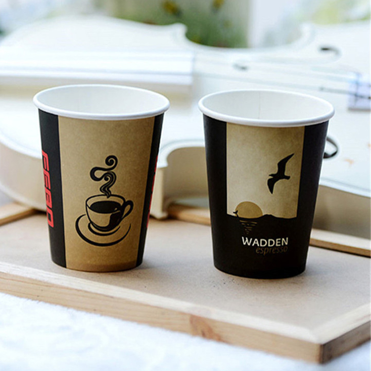 Promotional Single Wall Takeout Paper Coffee Hot Drink Juice Cups With Flat Lids
