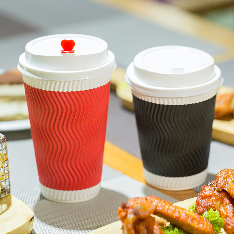 Biodegradable Ripple Wall Restaurant Paper Cups With Logo Printed