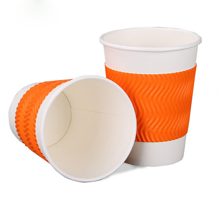 disposable ripple wall coffee paper cup for hot drink