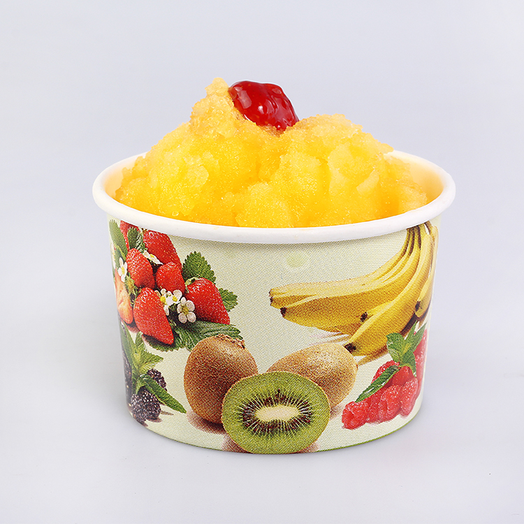 Disposable Paper Bowl For Ice Cream Yogurt Logo Brand Custom Printed PE Coated Food Grade Package Supplier