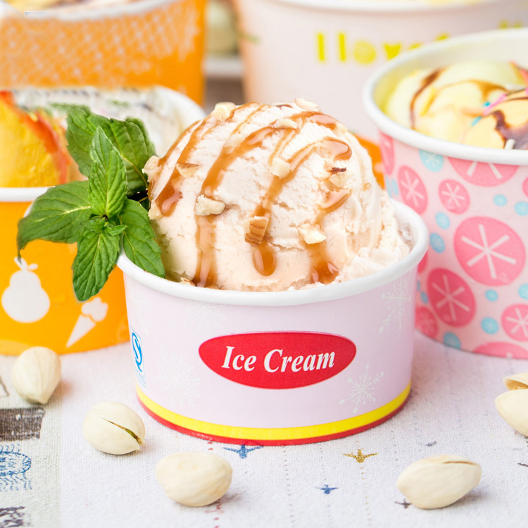 Eco-Friendly Customized Frozen Yogurt ice cream paper bowl With Lid