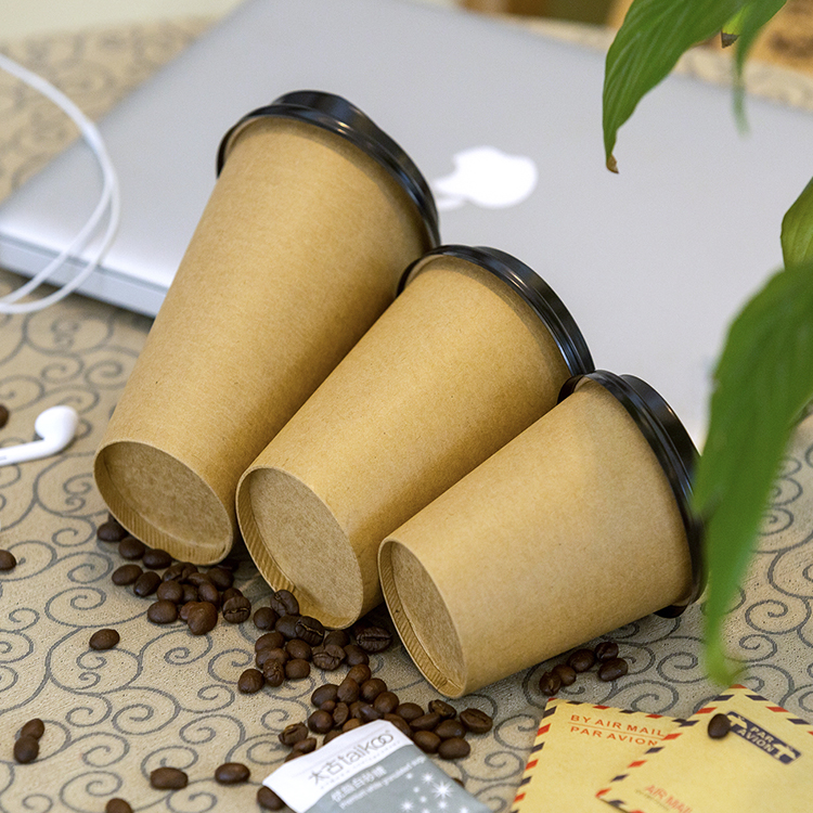 100% Biodegradable Eco Friendly Kraft Holder Double Wall Coffee Paper Cup