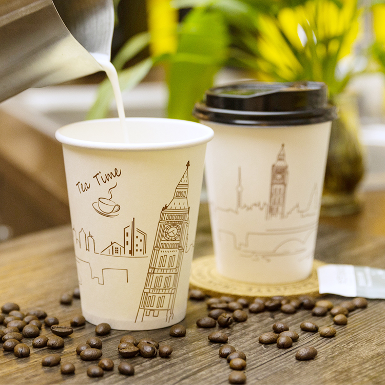 Eco-Friendly Carry Single Wall Paper Coffee Cup With Lid