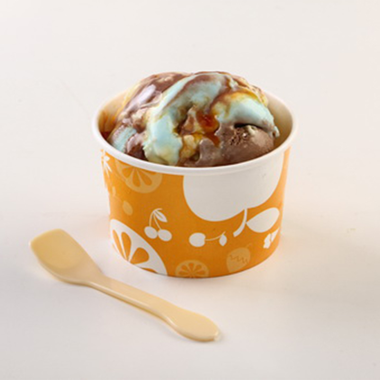 4oz 6oz 8oz 12oz Compostable Biodegradable Printed Paper Ice Cream Cup Ice Cream Paper Bowl With Lids