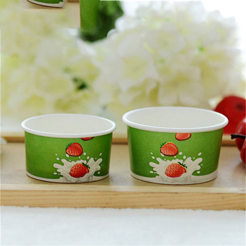 Disposable Biodegradable Single Wall Noodle Soup Ice Cream Paper Cup With Lids