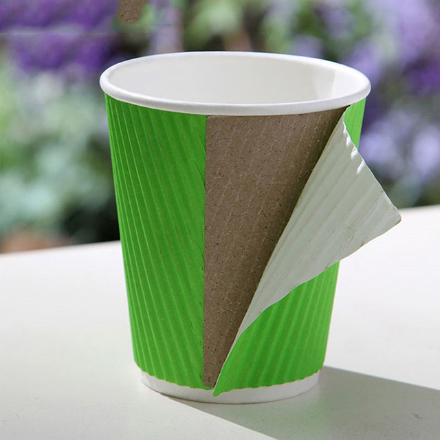 ripple wall paper coffee cup with sleeve and lids holder with handle