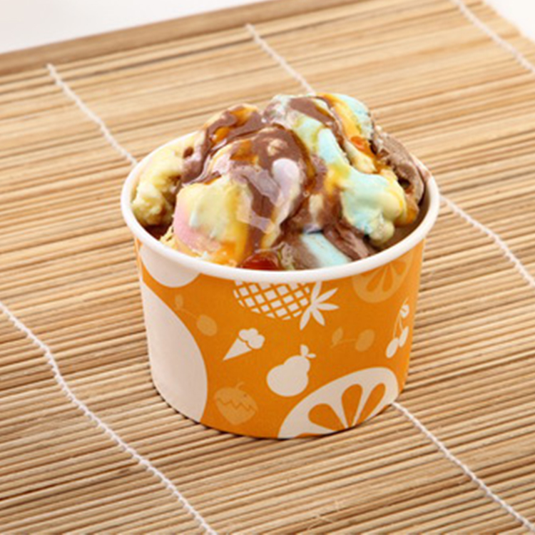 Standard 4oz 6oz 8oz 12oz Ice Cream Paper Cup With Lid Spoon
